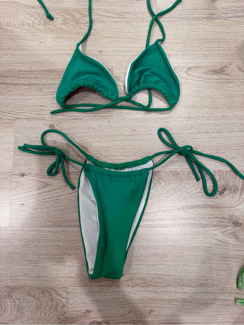 SHEIN Green Tie-Side Triangle Bikini Set